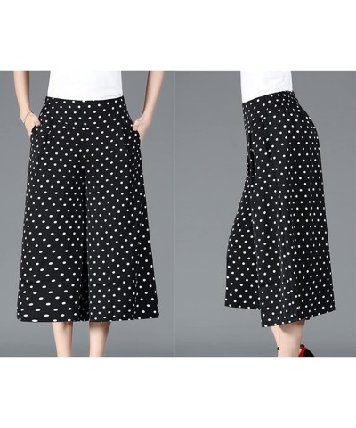 Culottes for Women - Gaucho Pants for Women Wide Leg Chiffon Culottes Knee Length with High Elasticated Waist (H) H $10.07 Pants