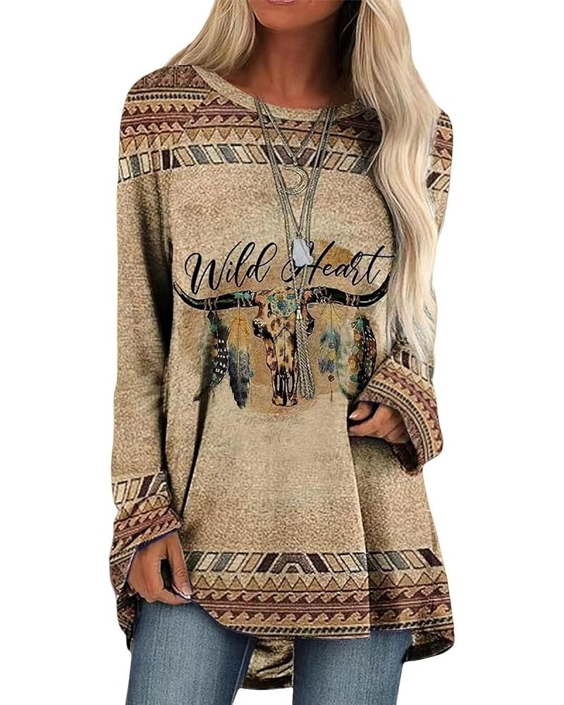 Western Sweatshirts for Women Native American Aztec Print Pullover Long Sleeve Crewneck Crewneck Sweatshirt Bullhead 1 $18.59...