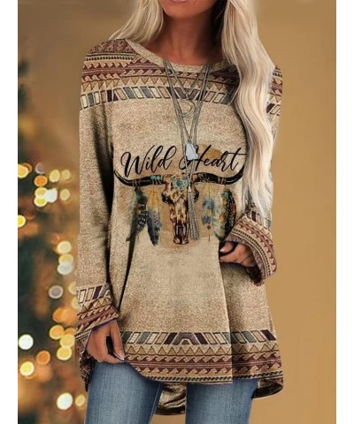 Western Sweatshirts for Women Native American Aztec Print Pullover Long Sleeve Crewneck Crewneck Sweatshirt Bullhead 1 $18.59...