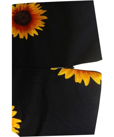 Women's Puff Short Sleeve 1950s Party Dresses Square Neck Aline Dress with Pockets Z-sunflower $12.97 Dresses