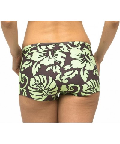 Women UPF 50+ Swim Board Shorts Hot Pants Swimsuit Rash Gaurd Yoga Workout (HP) Brown With Green $14.36 Swimsuits