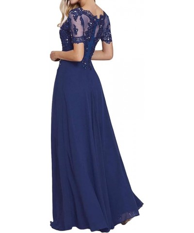 Mother of The Bride Dresses Long Evening Formal Dress Lace Applique Beaded Maxi Short Sleeve for Women Eggplant $43.68 Dresses