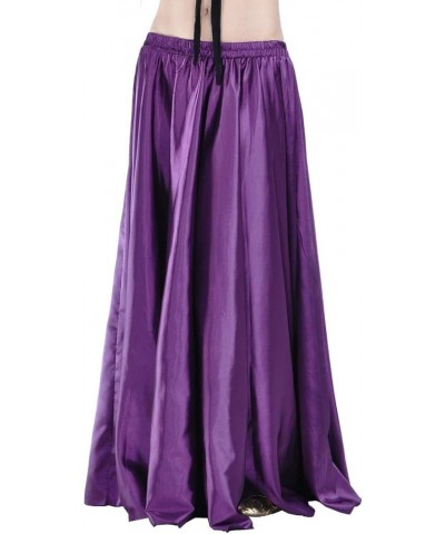 Women's Satin Full Circle Swing Halloween Belly Dance Tribal Skirt Purple $12.18 Skirts