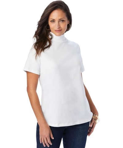 Women's Plus Size Short Sleeve Mock Neck White $18.20 T-Shirts