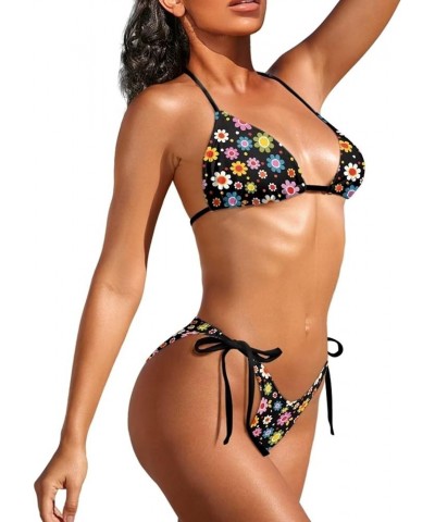 Two Piece Bikini for Women Swimwear Low Waisted Sexy Bathing Suit Push Up Triangle Swimsuit XS-2XL Hippie Flower $12.18 Swims...