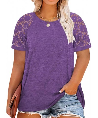 Womens Plus Size Tops Casual Daisy Graphic T Shirts Short/Bell Sleeve Loose Summer Blouse B-purple3 $14.53 Blouses