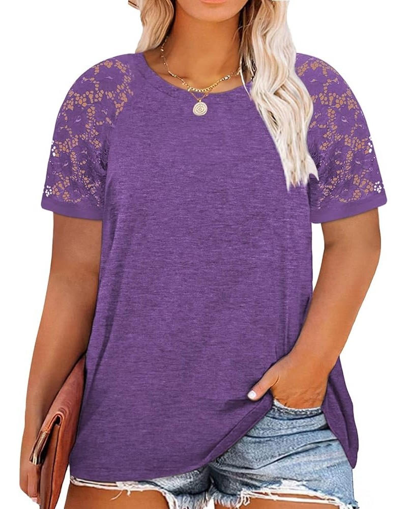 Womens Plus Size Tops Casual Daisy Graphic T Shirts Short/Bell Sleeve Loose Summer Blouse B-purple3 $14.53 Blouses