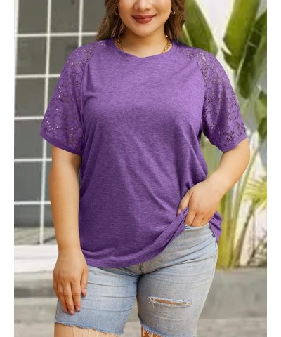 Womens Plus Size Tops Casual Daisy Graphic T Shirts Short/Bell Sleeve Loose Summer Blouse B-purple3 $14.53 Blouses