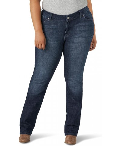 Women's Western Plus Size Mid Rise Stretch Straight Leg Jean Dark Wash $18.03 Jeans