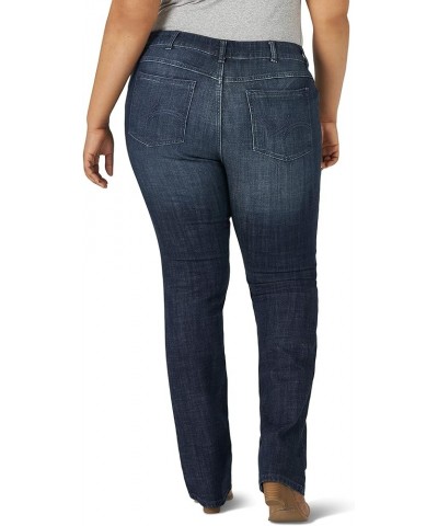 Women's Western Plus Size Mid Rise Stretch Straight Leg Jean Dark Wash $18.03 Jeans