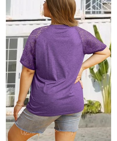 Womens Plus Size Tops Casual Daisy Graphic T Shirts Short/Bell Sleeve Loose Summer Blouse B-purple3 $14.53 Blouses