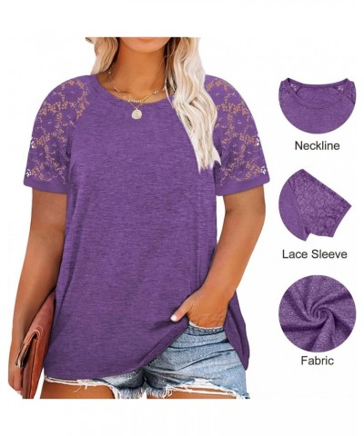 Womens Plus Size Tops Casual Daisy Graphic T Shirts Short/Bell Sleeve Loose Summer Blouse B-purple3 $14.53 Blouses