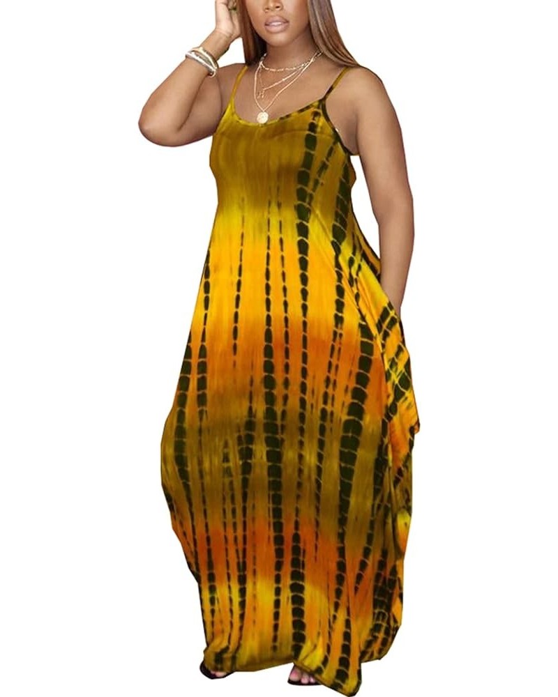 Women's Casual Maxi Dresses Summer Loose Sleeveless Floor Length Plus Size Sundresses with Pockets Yellow11095 $19.97 Dresses