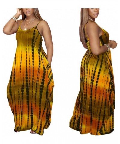 Women's Casual Maxi Dresses Summer Loose Sleeveless Floor Length Plus Size Sundresses with Pockets Yellow11095 $19.97 Dresses