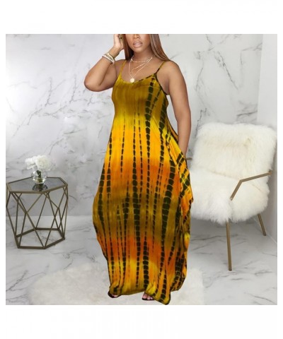 Women's Casual Maxi Dresses Summer Loose Sleeveless Floor Length Plus Size Sundresses with Pockets Yellow11095 $19.97 Dresses