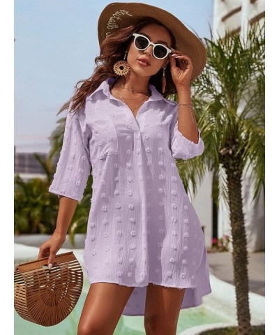 Womens Swimsuit Coverups White Chiffon Bikini Swimwear Beach Cover Up Dress Shirt Purple $15.58 Swimsuits