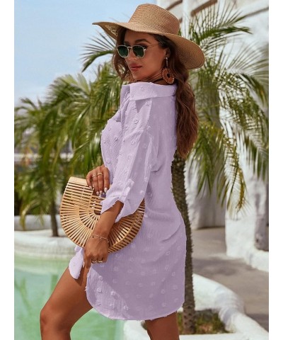 Womens Swimsuit Coverups White Chiffon Bikini Swimwear Beach Cover Up Dress Shirt Purple $15.58 Swimsuits