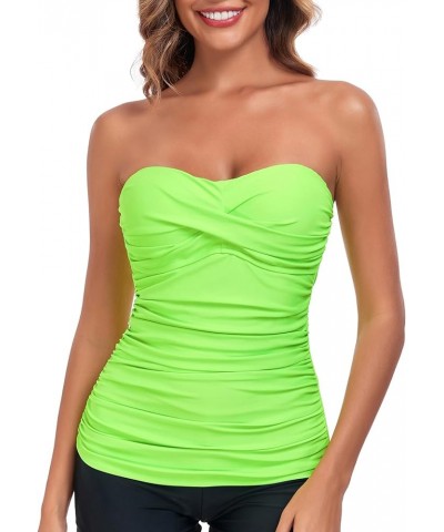 Women's Ruched Tankini Top Neon Green $17.15 Swimsuits