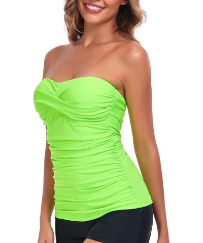 Women's Ruched Tankini Top Neon Green $17.15 Swimsuits