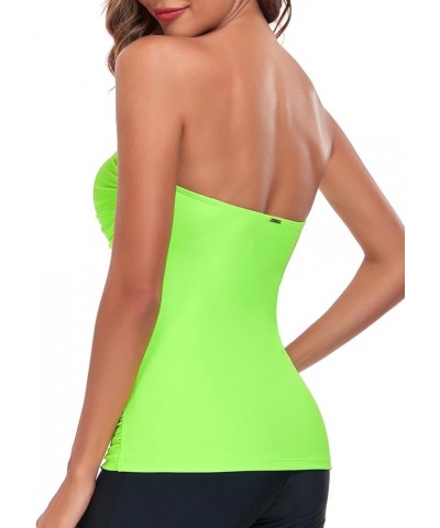 Women's Ruched Tankini Top Neon Green $17.15 Swimsuits