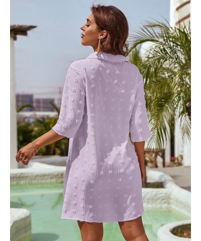 Womens Swimsuit Coverups White Chiffon Bikini Swimwear Beach Cover Up Dress Shirt Purple $15.58 Swimsuits