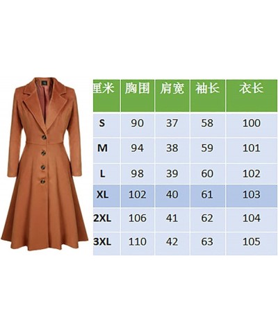 Women's Plus Size Pea Coat Long Swing Solid Color Tunic Trench Coat Fashion Lapel Wool Outwear with Single Breasted Brown $22...