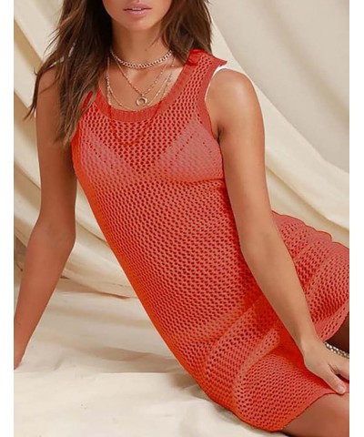 Crochet Cover Ups for Swimwear Women Knit Beach Cover Up Dress Summer Beachwear F-deep Red $15.58 Swimsuits