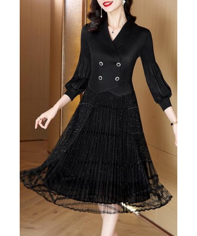 Women's Elegant Floral Lace V-Neck Cocktail Party Swing Midi Dance Dress 25281 Black $24.43 Dresses