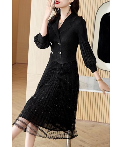 Women's Elegant Floral Lace V-Neck Cocktail Party Swing Midi Dance Dress 25281 Black $24.43 Dresses