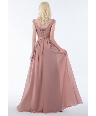 Bridesmaid Dresses Off Shoulder Chiffon - Pleated Formal Evening Dress with Slit Royal Blue $34.64 Dresses