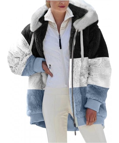 Women Oversized Winter Coat Jacket Zip Up Hooded Coats Shaggy Fleece Open Front Jackets Thick Sherpa Lined Warm Tops Blue 8 $...