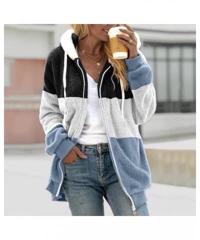 Women Oversized Winter Coat Jacket Zip Up Hooded Coats Shaggy Fleece Open Front Jackets Thick Sherpa Lined Warm Tops Blue 8 $...