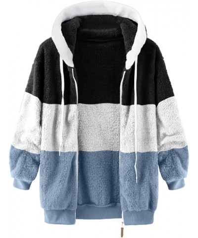 Women Oversized Winter Coat Jacket Zip Up Hooded Coats Shaggy Fleece Open Front Jackets Thick Sherpa Lined Warm Tops Blue 8 $...