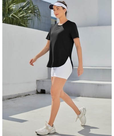 Short Sleeve Workout Tops for Women Athletic T-Shirts Lightweight Yoga Running Tee Top Black $12.76 Activewear