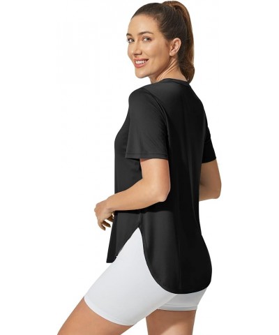 Short Sleeve Workout Tops for Women Athletic T-Shirts Lightweight Yoga Running Tee Top Black $12.76 Activewear