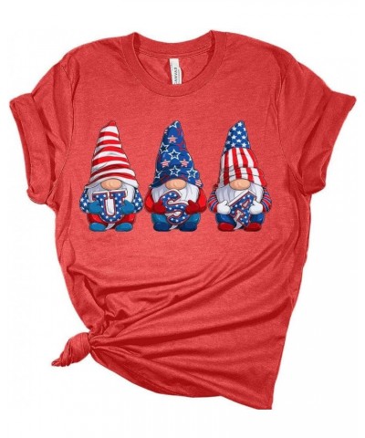 Womens 4th of July Shirts Land of The Free Patriotic American Mom Sunflower Short Sleeve Vintage Graphic Tees Gnome-heather R...