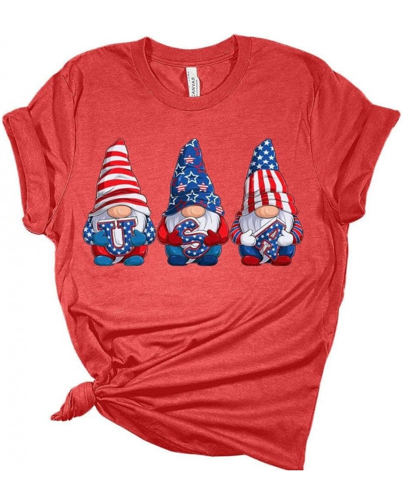 Womens 4th of July Shirts Land of The Free Patriotic American Mom Sunflower Short Sleeve Vintage Graphic Tees Gnome-heather R...