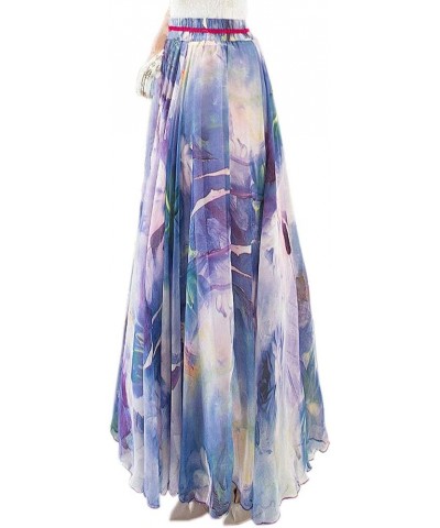 Womens Long Chiffon Bohemian Skirt Gypsy Dress Maxi Boho Beach Skirt Light Purple $12.47 Skirts