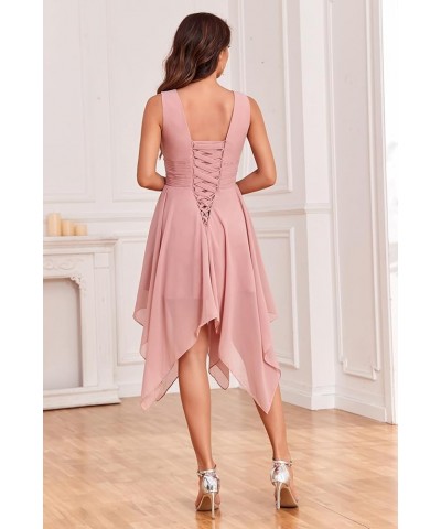 Women's Short Bridesmaid Dresses 2023 V Neck Ruched Chiffon Formal Cocktail Party Dress Peacock $25.80 Dresses