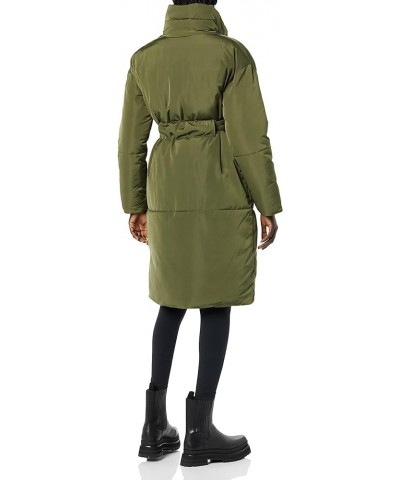 Women's Padded Belted Puffer Jacket Olive $36.85 Jackets