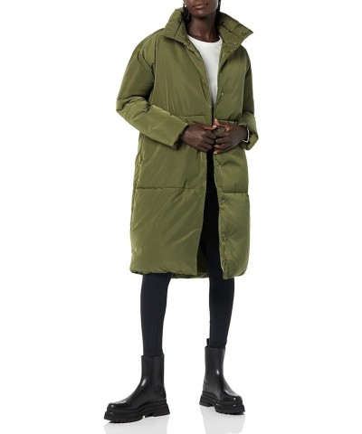 Women's Padded Belted Puffer Jacket Olive $36.85 Jackets