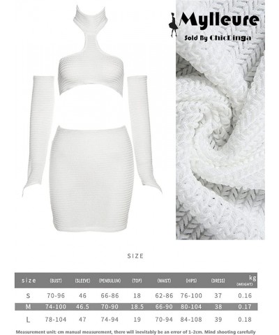 Women Sexy Bodycon Mini Skirt Set Halter Cutout Tank Crop Tops Y2K Two Piece Outfits Bandage Dress Clubwear T4 White $11.95 S...