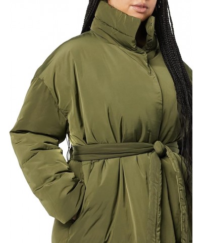 Women's Padded Belted Puffer Jacket Olive $36.85 Jackets