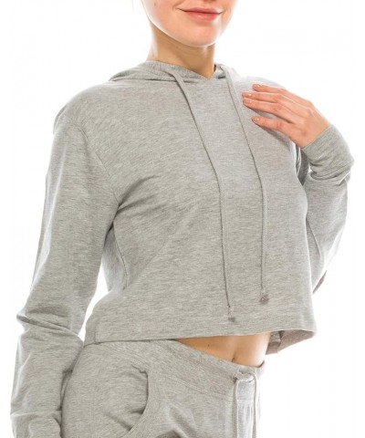 Women's Sport Cropped Top Light Hoodie Heather Grey $10.55 Activewear