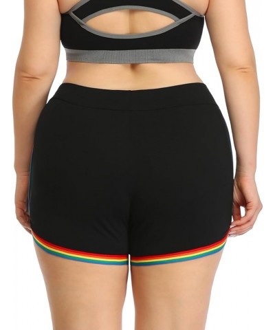 Plus Size Dolphin Shorts for Women Running Workout Short Athletic Bottoms Black W/ Rainbow $14.24 Activewear