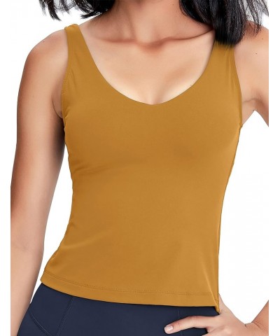 Women Sports Bra Longline Padded Tank Top Naked Feeling Workout Fitness Running Yoga Tops Yellow $16.52 Lingerie