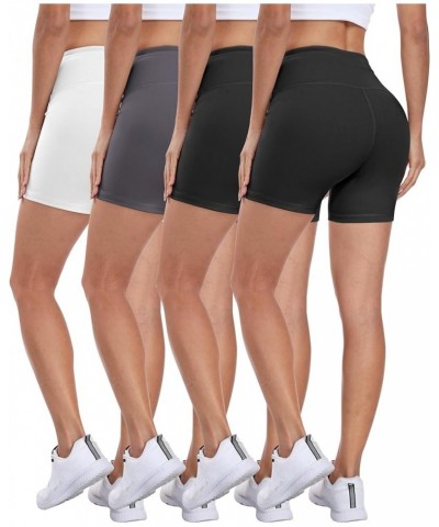 High Waisted Spandex Biker Shorts, Workout Booty Soft Yoga Shorts for Women 5 inch 4 Packs - Black*2/Gray/White $8.84 Activewear