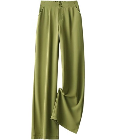 Women's Vintage Slight Pleats Wide Dress Pants Green $20.99 Pants