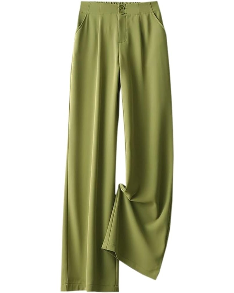 Women's Vintage Slight Pleats Wide Dress Pants Green $20.99 Pants