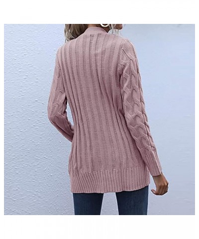 Womens Long Sleeve Cable Knit Long Cardigan Fall Winter Chunky Open Front Button Sweaters Outerwear with Pockets 02pink $7.50...